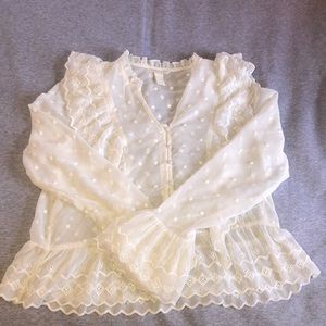H&M sheer white blouse